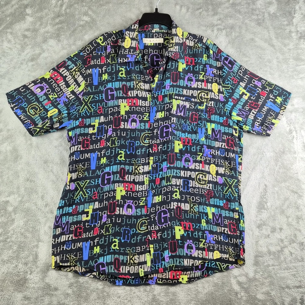 Haupt Shirt Mens XL Bold Graphic Alphabet AOP Lightweight Science Abstract Euro